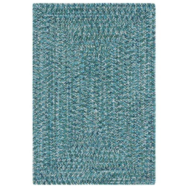 Braided Teal/Green 3 ft. x 5 ft. Machine Washable Concentric Woven Area Rug