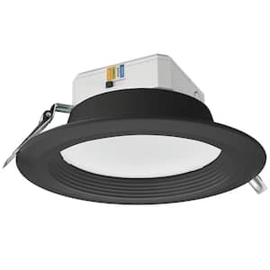 8 in. Canless Black Adjustable CCT 3000 Lumens New Construction Remodel Integrated LED Recessed Light Trim