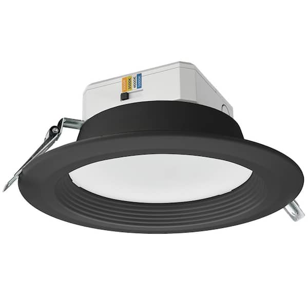 ETi 8 in. Canless Black Adjustable CCT 3000 Lumens New Construction Remodel Integrated LED Recessed Light Trim