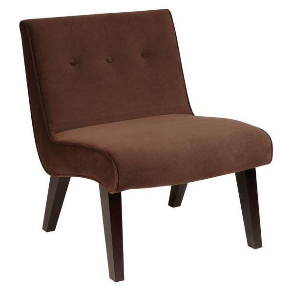 Ave Six Curves Valencia Chocolate Velvet Accent Chair