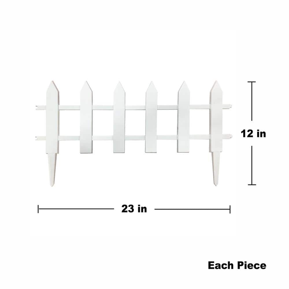 White Vinyl Freestanding Picket Garden Fence, 12 x 23 Inches