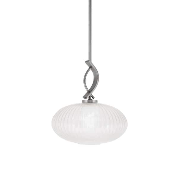 Olympia 100-Watt 1-Light Graphite Shaded Mini Pendant Light with Glass ...