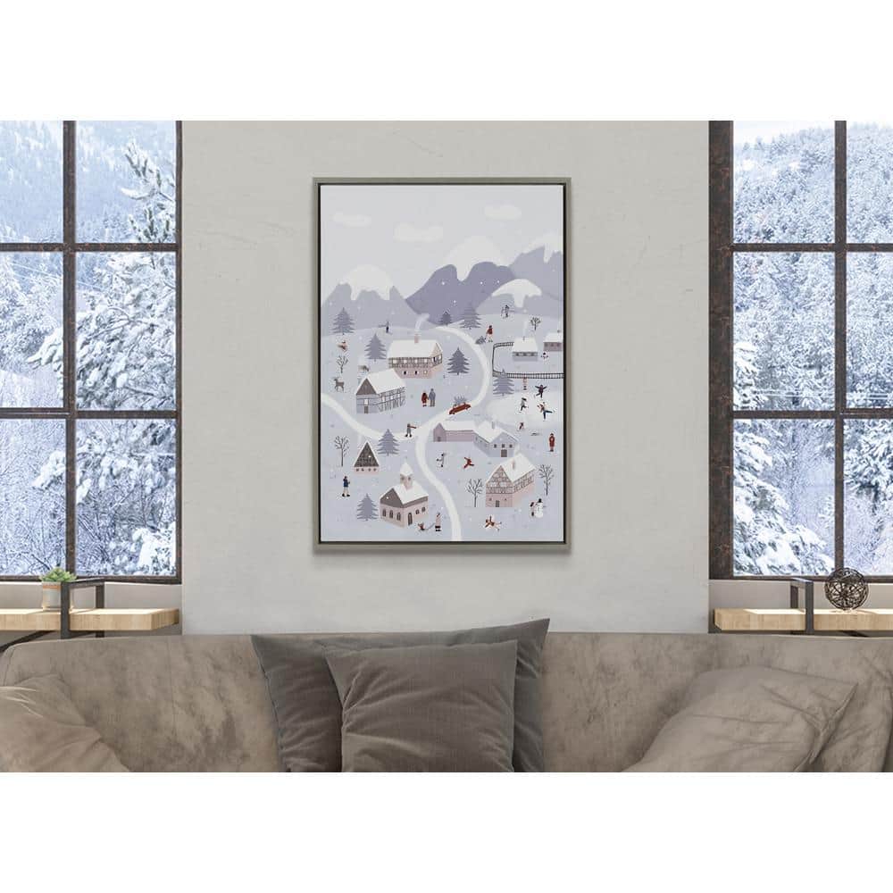 Winter Wonderland Gray Framed Canvas Landscape Print, 23x33