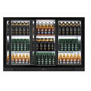 53 in. 11.3 cu. ft. 441 Cans Commercial 3 Glass Sliding Door Counter Height Back Bar Cooler Refrigerator in Black