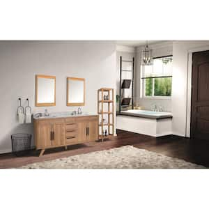 Taylor 73 in. W x 22 in. D Bath Vanity in Natural Teak with Marble Vanity Top in Carrara White with White Basin