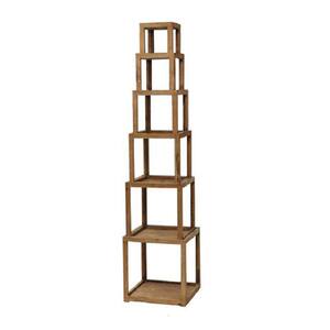 72 in. H Rustic Stackable Brown Wooden Corner Shelf with Handcrafted Details