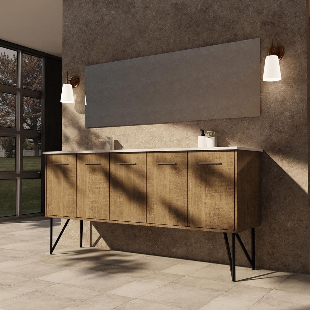 Lancy 72 in W x 20 in D Rustic Acacia Double Bath Vanity and White Quartz Top price history on PriceWatchPro