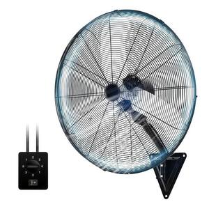 24 in. 3-Fan Speeds Oscillating Indoor Industrial/Commercial Wall Fan in Black with Adjustable Tilt, All-Copper Motor