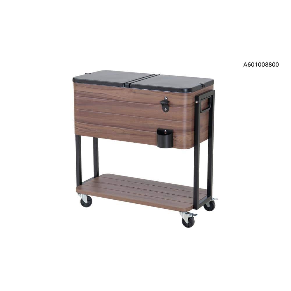 StyleWell 80 qt. Brown Woodgrain Cooler with Black Frame A601008800