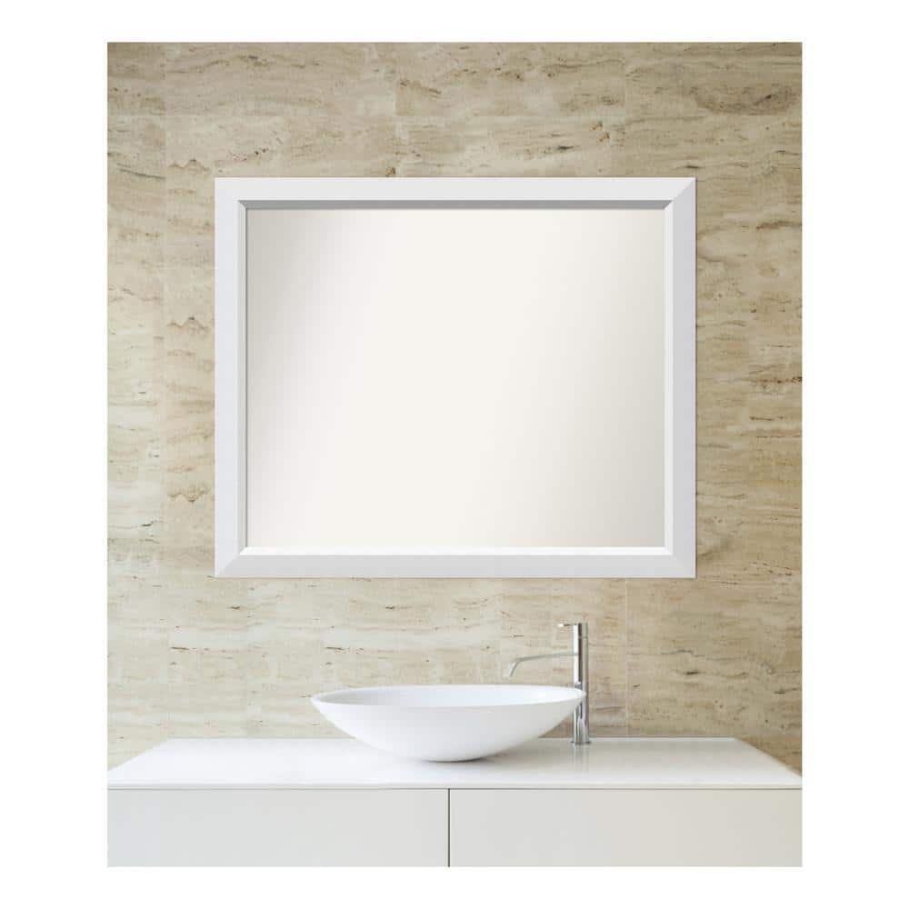 Blanco White 36.25 in. x 30.25 in. Custom Non-Beveled Wood Framed Bathroom 