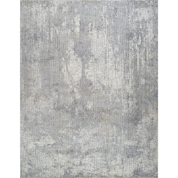 Pasargad Home Stella Light Grey 8 ft. x 10 ft. Abstract Area Rug