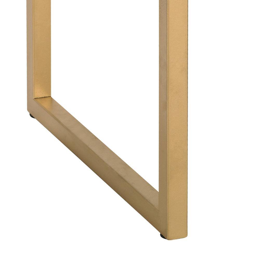 Gold Finish Faux Leather & Metal Side Table with Storage
