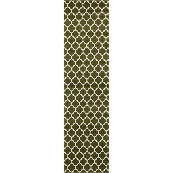 Trellis Philadelphia Dark Green/Beige 2' 7 x 10' 0 Runner Rug