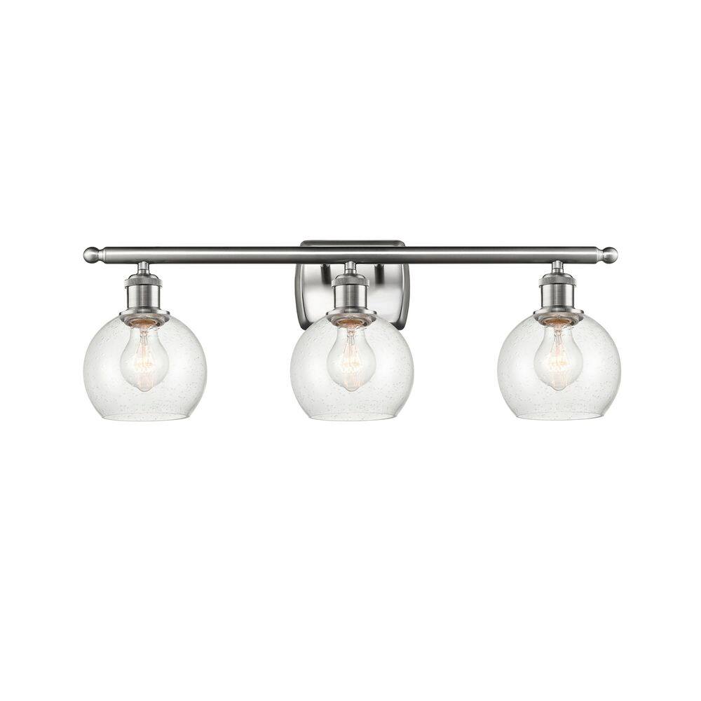 Athens 26 in. 3-Light Brushed Satin Nickel Vanity Light with Glass Shade price history on PriceWatchPro