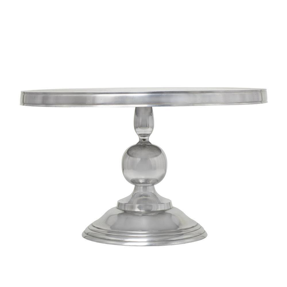 Elegant Goblet-Inspired Round Metal Coffee Table in Silver Finish