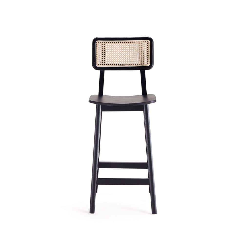 Ash Wood Black and Natural Cane Dining Chair