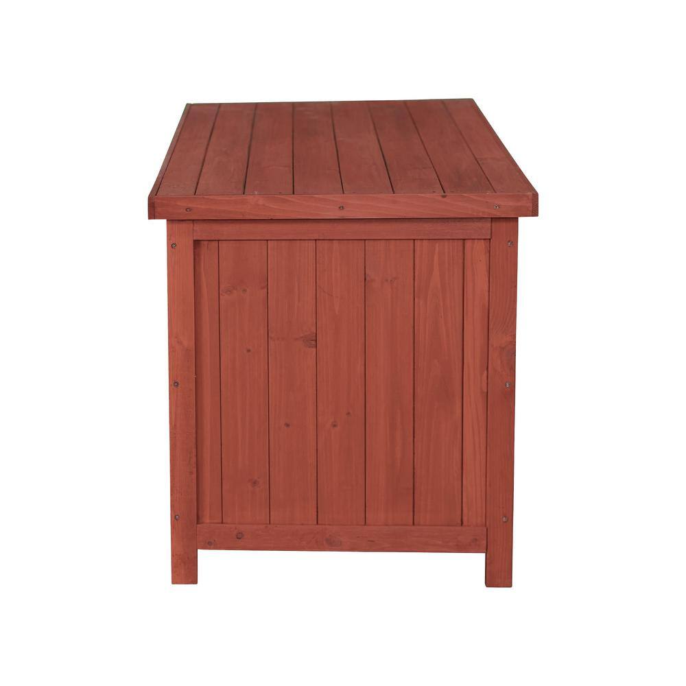 Medium Brown Cypress Wood Deck Storage Box with Ventilated Panels