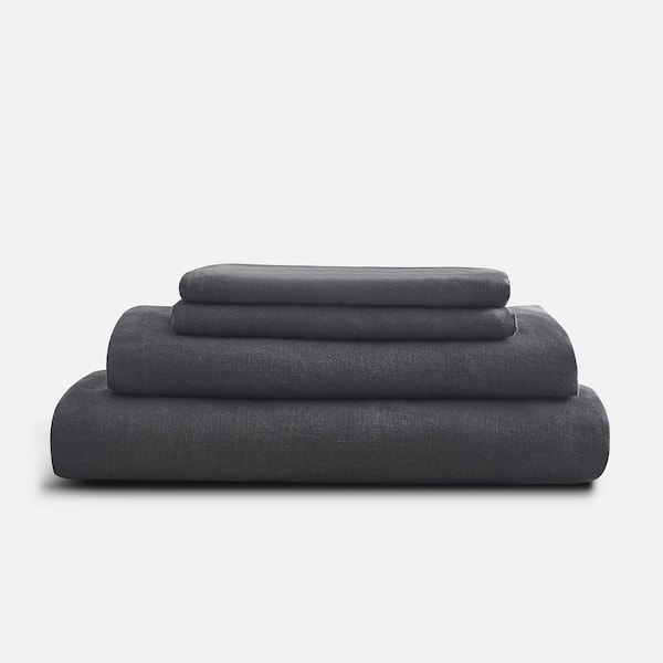 SIJO 4-Piece Slate French Linen King Sheet Set