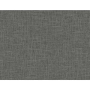 60.75 sq. ft. Charcoal Myrna Linen Embossed Vinyl Unpasted Wallpaper Roll