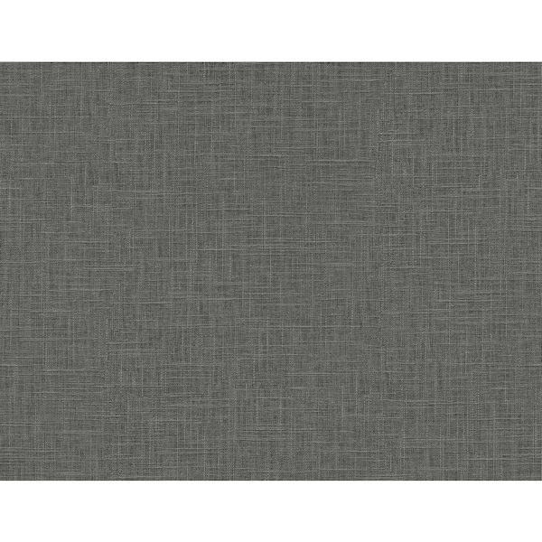 Seabrook Designs 60.75 sq. ft. Charcoal Myrna Linen Embossed Vinyl Unpasted Wallpaper Roll