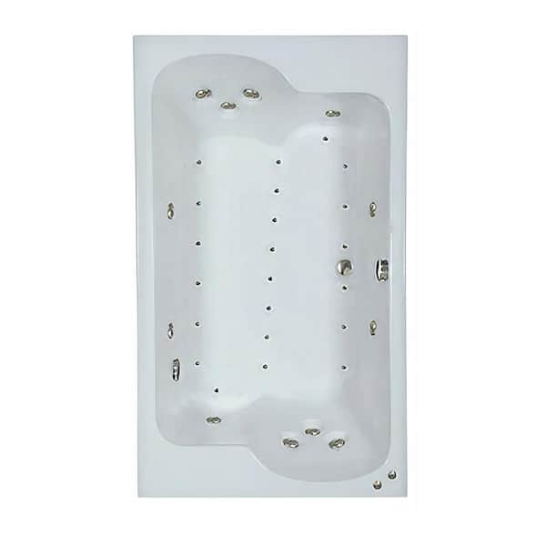 Comfortflo 60 in. x 43 in. Acrylic Rectangular Drop-in Whirlpool and Air Bathtub with Center Drain in Biscuit