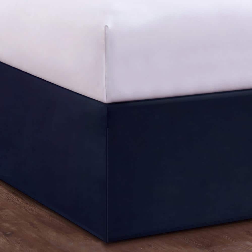 Navy Blue Polyester King Wrap-Around Bed Skirt