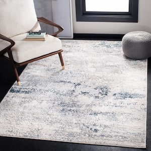 Amalfi Cream/Navy 8 ft. x 10 ft. Abstract Distressed Area Rug