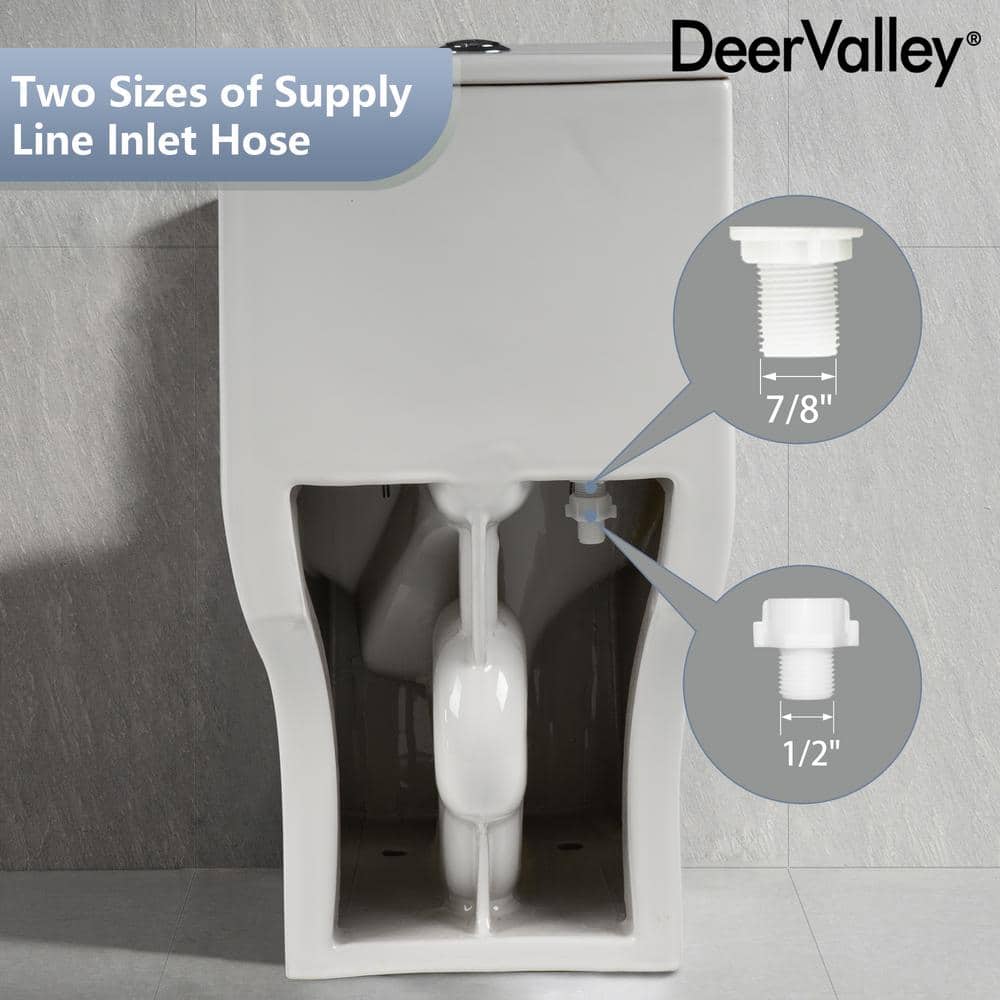 White Ceramic Elongated Dual Flush One-Piece Toilet
