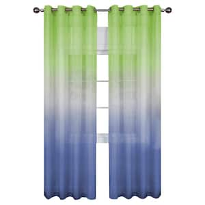 Rainbow 52 in. W x 84 in. L Polyester Light Filtering Window Panel in Green/Blue