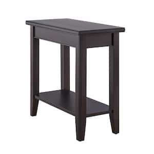 Laurent 12 in. W x 24 in. D Black Narrow Rectangle Wood End/Side Table with Shelf