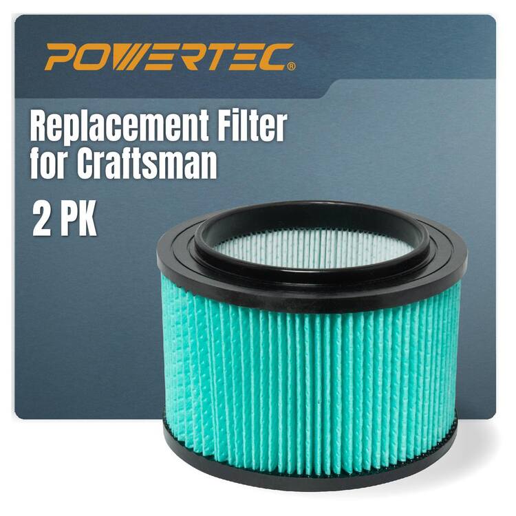 ?POWERTEC HEPA Material Cartridge Wet Dry Vacuum Replacement Filter for 3-4 Gal. Craftsman 9-16950,9-17810,17810 Shop Vacs (2PK)