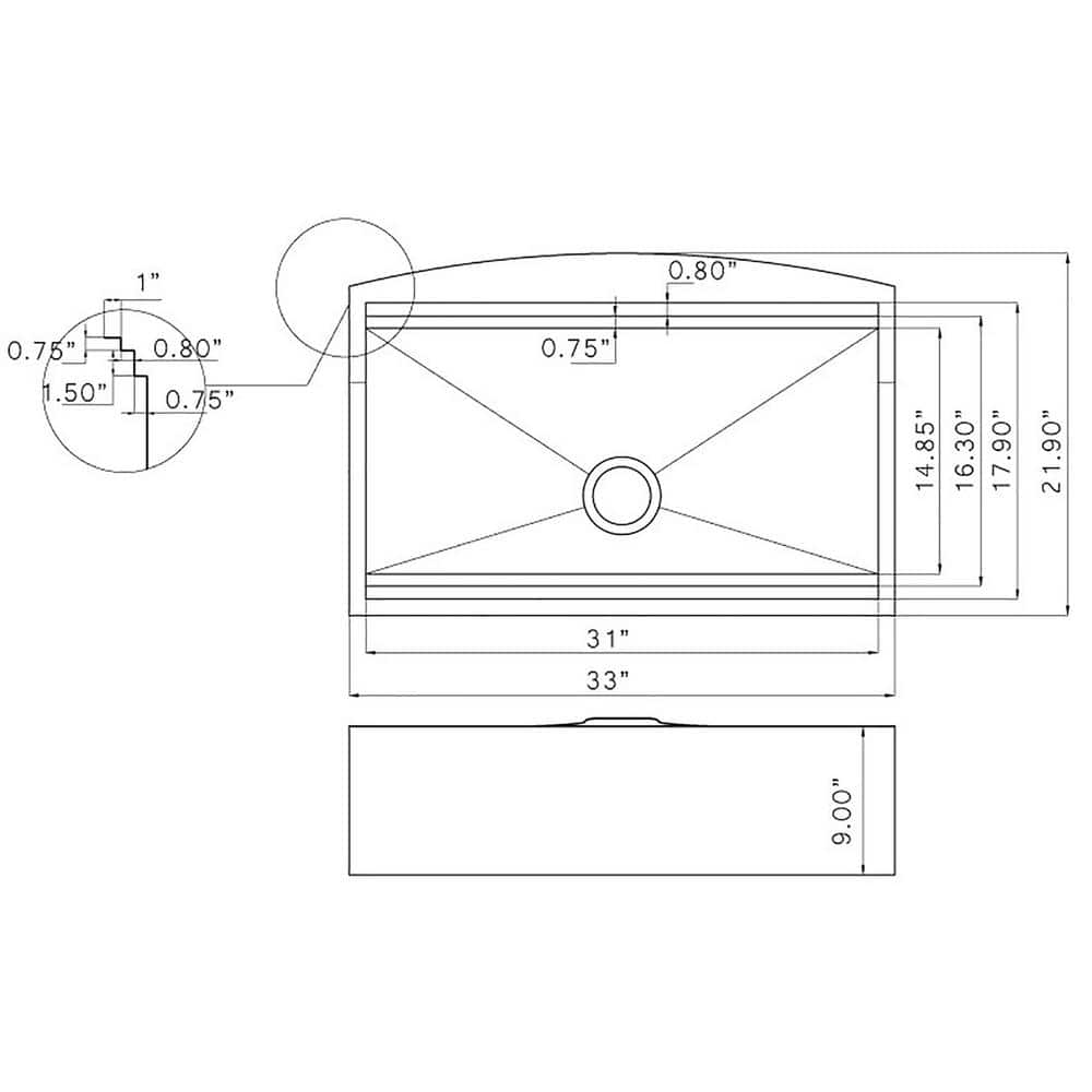 33-Inch Brushed Stainless Steel Farmhouse Workstation Sink