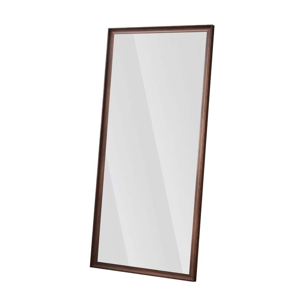 Brown 31 in. W x 70 in. H Farmhose Rectangle Glass Framed Mirror Wall Mirro