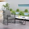 Unbranded Gray Aluminum Modern Curved Outdoor Lounge Chair Patio Dining Chair with Stylish Rope-Weave Design and Gray Cushions zx-686
