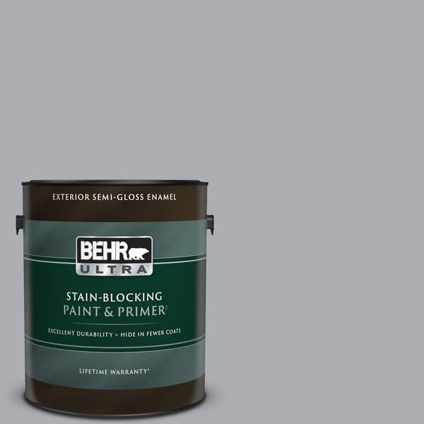 BEHR ULTRA 1 gal. #760E-3 Gray Timber Wolf Semi-Gloss Enamel Exterior Paint & Primer