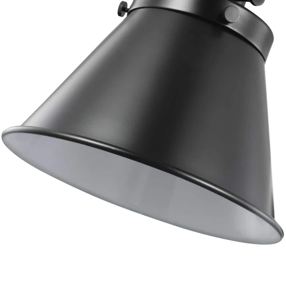 Black Adjustable Swing Arm Wall Sconce with Metal Shade