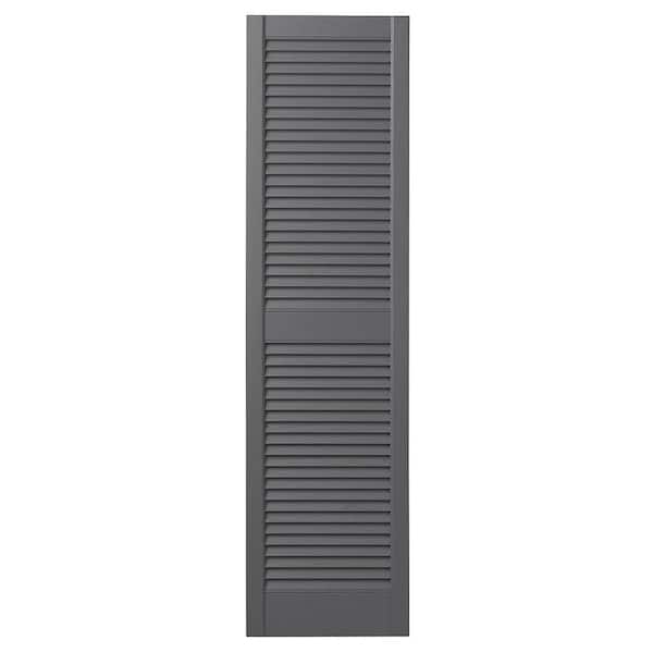 Ply Gem 12 in. x 55 in. Open Louvered Polypropylene Shutters Pair in Gray