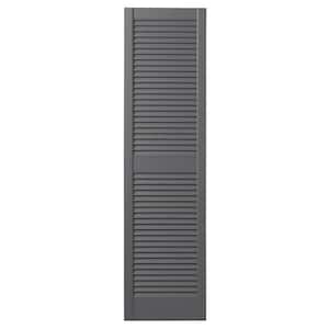 12 in. x 59 in. Open Louvered Polypropylene Shutters Pair in Gray