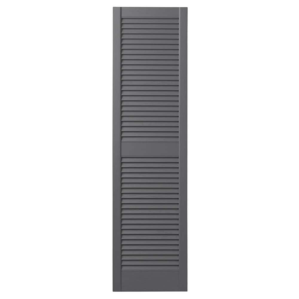 15 in. x 51 in. Open Louvered Polypropylene Shutters Pair in Gray