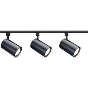 48 in. R30 Black Straight Cylinder Track Lighting Kit