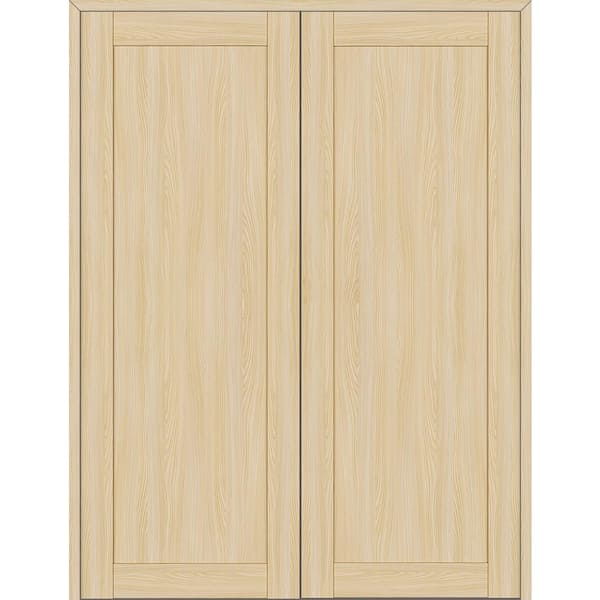 1 Panel Shaker 36 in. x 79.375 in. Both Active Loire Ash Wood Composite Double Prehung Interior Door