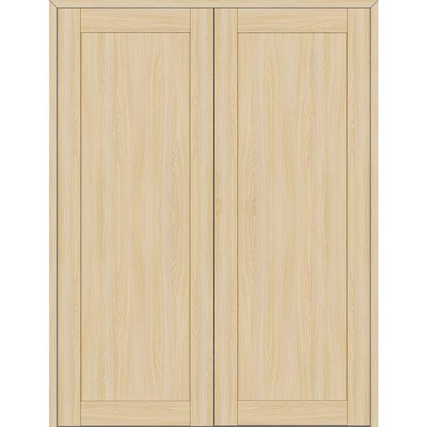 Belldinni 1-Panel Shaker 48 in. x 84 in. Both Active Loire Ash Wood Composite Double Prehung Interior Door