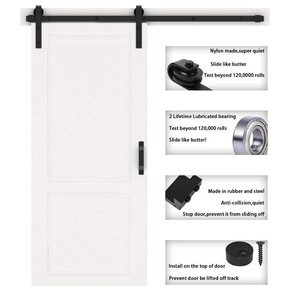 Matte Black Sliding Barn Door Hardware Track Kit, 12ft