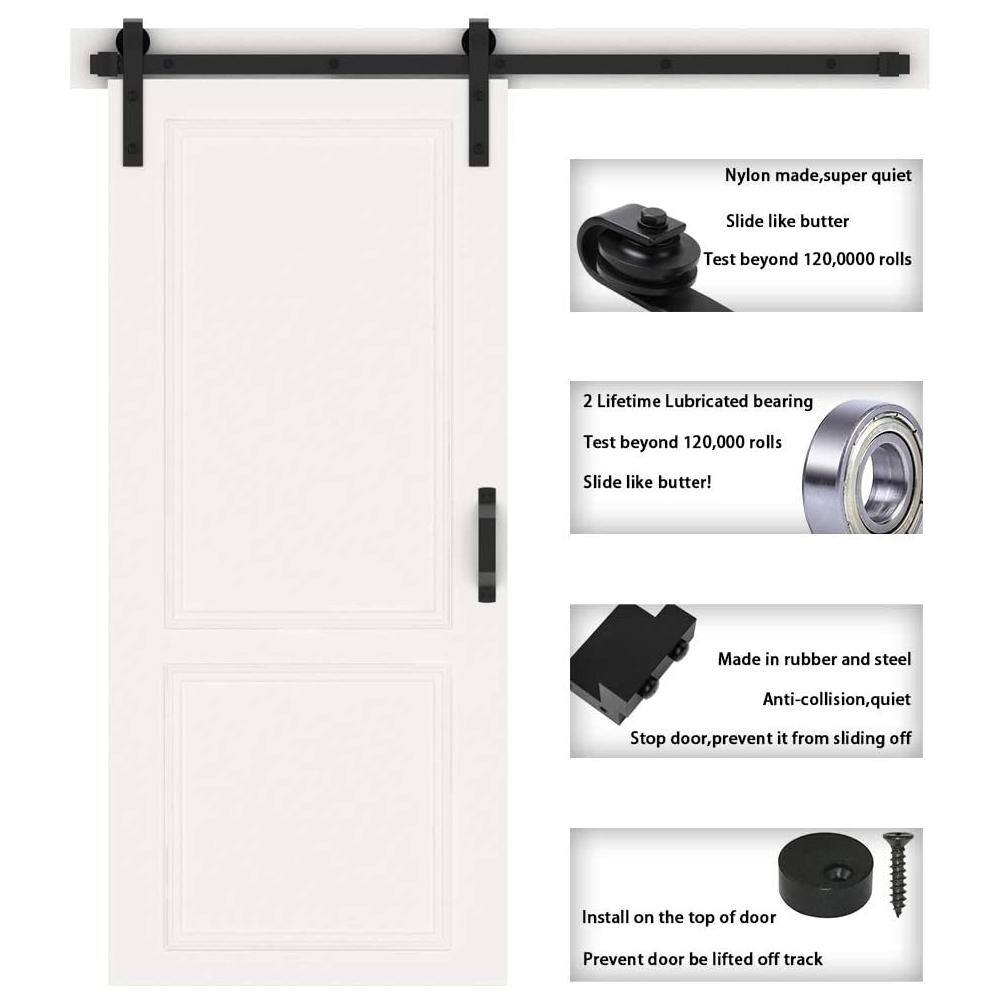 Black Matte Carbon Steel Sliding Barn Door Hardware Kit, 108 in.