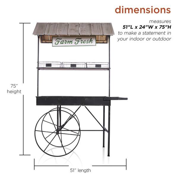 23.87 cu. ft. Metal Garden Cart 51.2 in. x 25.6 in. x 31.5 in. Beach  Fishing Cart for Sand