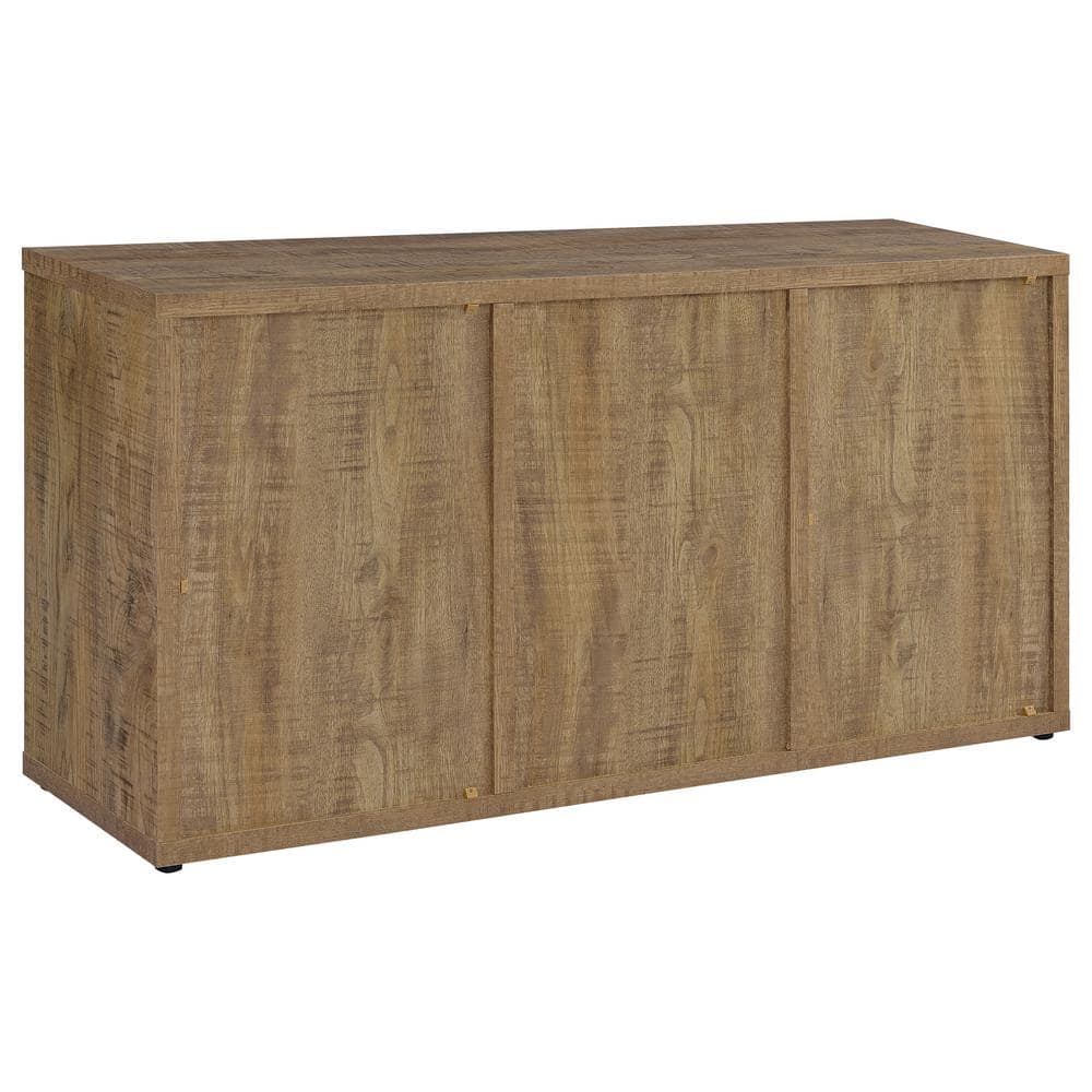 Rustic Brown Mango Wood Sideboard with Wine Storage