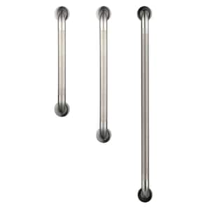 18 in. x 1-1/2 in. 24 in. x 1-1/2 in. and 36 in. x 1-1/2 in. Concealed Peened Grab Bar Combo in Polished Stainless Steel