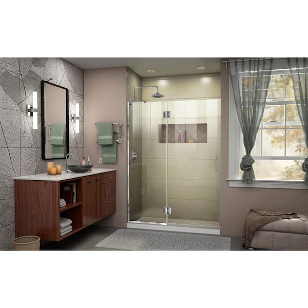 DreamLine Unidoor-X 52 in. x 72 in. Frameless Hinged Shower Door in Chrome