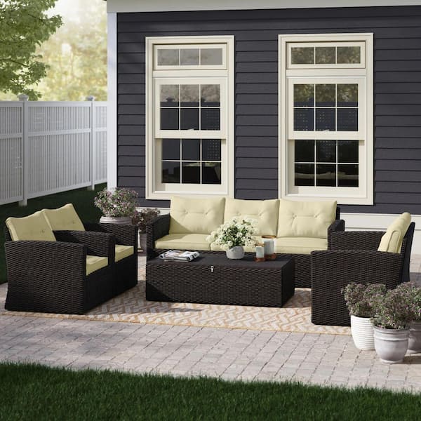 THY-HOM Rio 5-Piece All-Weather Wicker Conversation set with Storage