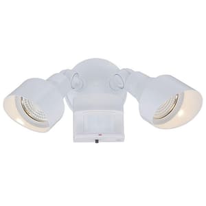 Flood Lights Collection 2-Light White Motion Activated Outdoor Integrated LED Light Fixture
